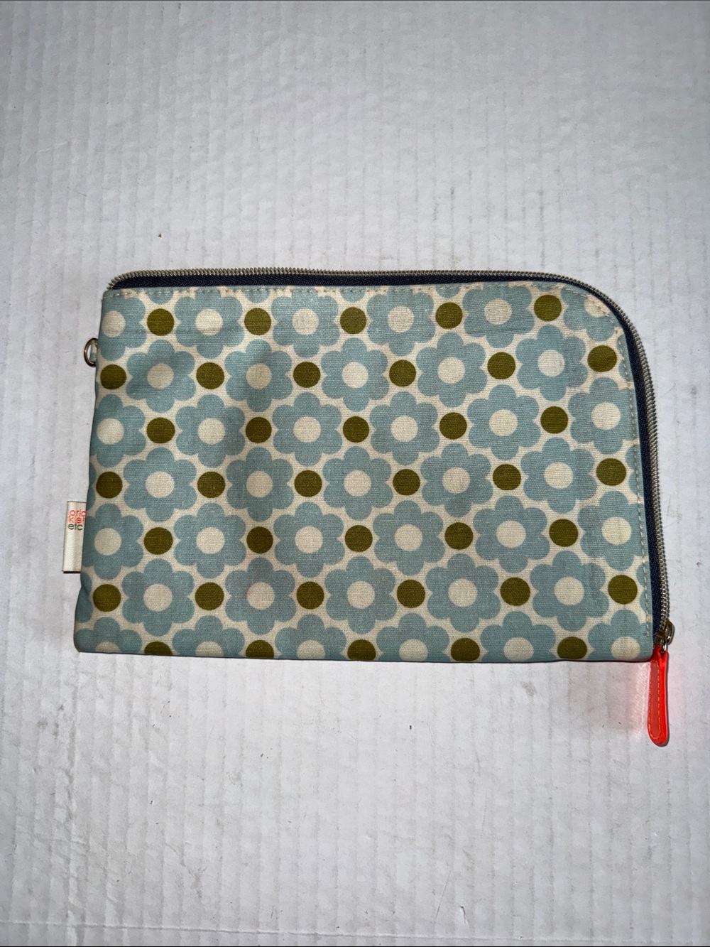 Orla Kiely Blue And Green Floral Zippered Pouch